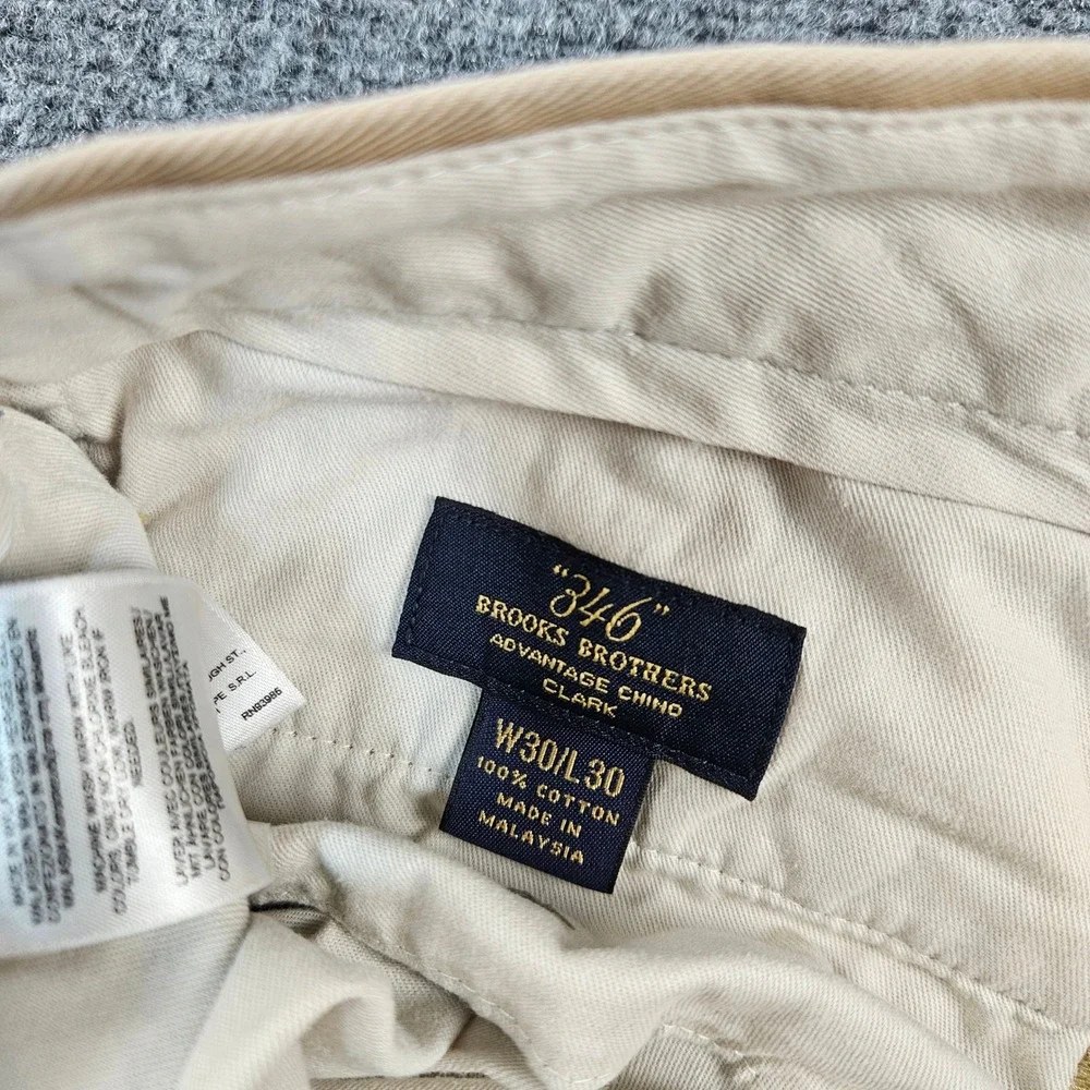 Brooks Brothers 346 Advantage Chino Clark Fit Khaki Pants Mens 30 Tan Cotton